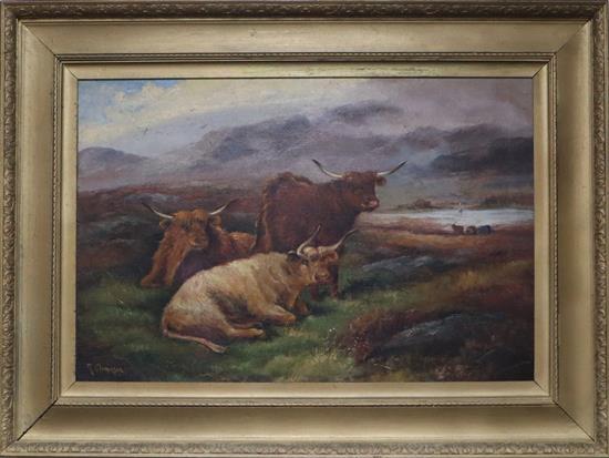 Robert Cleminson (fl. 1864-1903) Highland cattle in a landscape 20 x 30in.